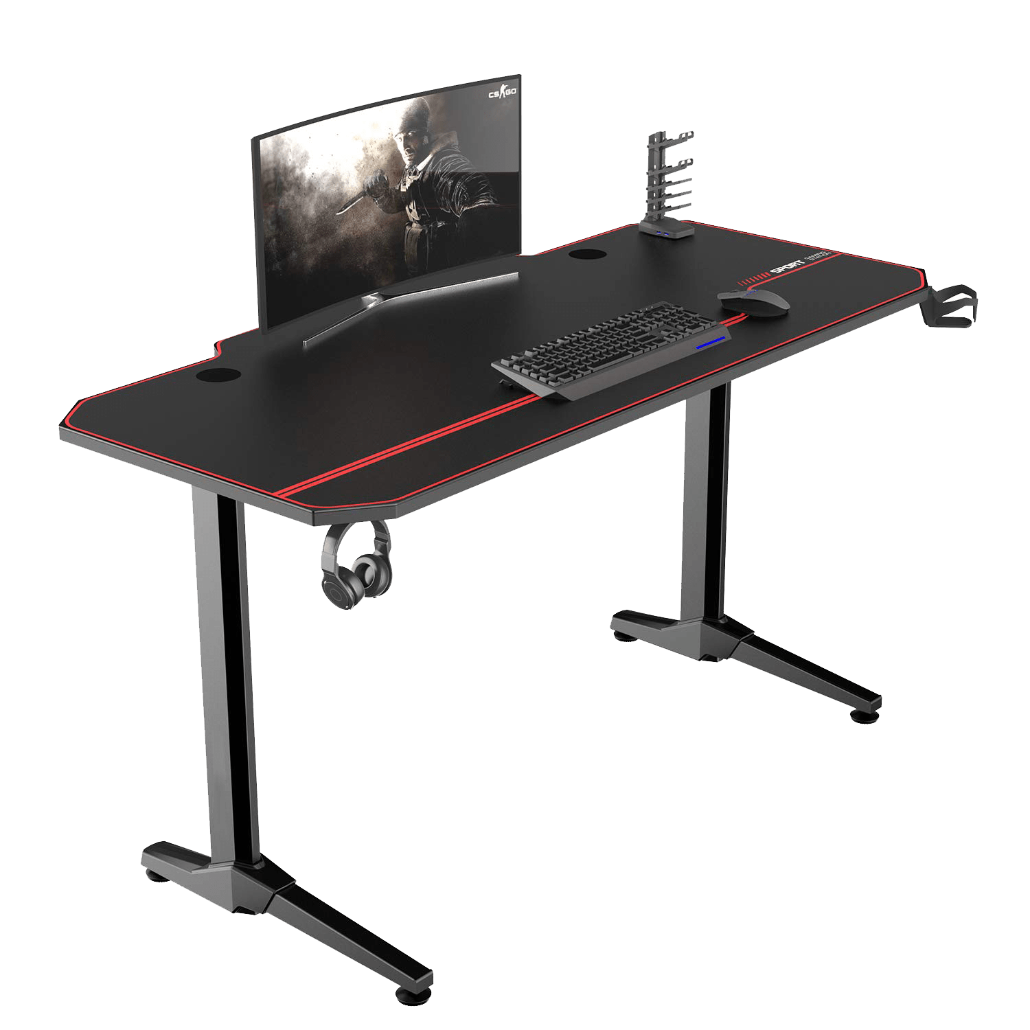 Soges Bureau Gaming 140cm avec Tapis de Souris