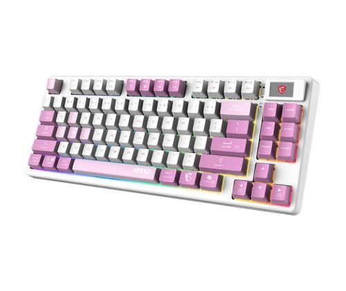 MSI FORGE GK600 TKL WIRELESS blanc rose violet gaming gamer sans fils mécanique switch red