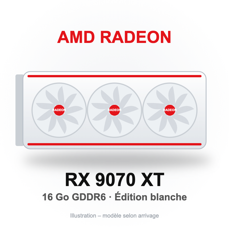 Carte graphique AMD Radeon RX 9070 XT 16GB Blanche