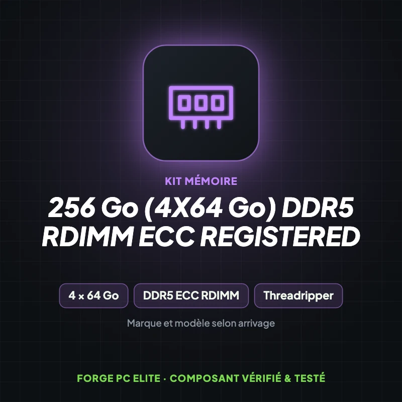 256 Go (4x64 Go) DDR5 RDIMM ECC Registered – Kit mémoire – Forge PC Elite
