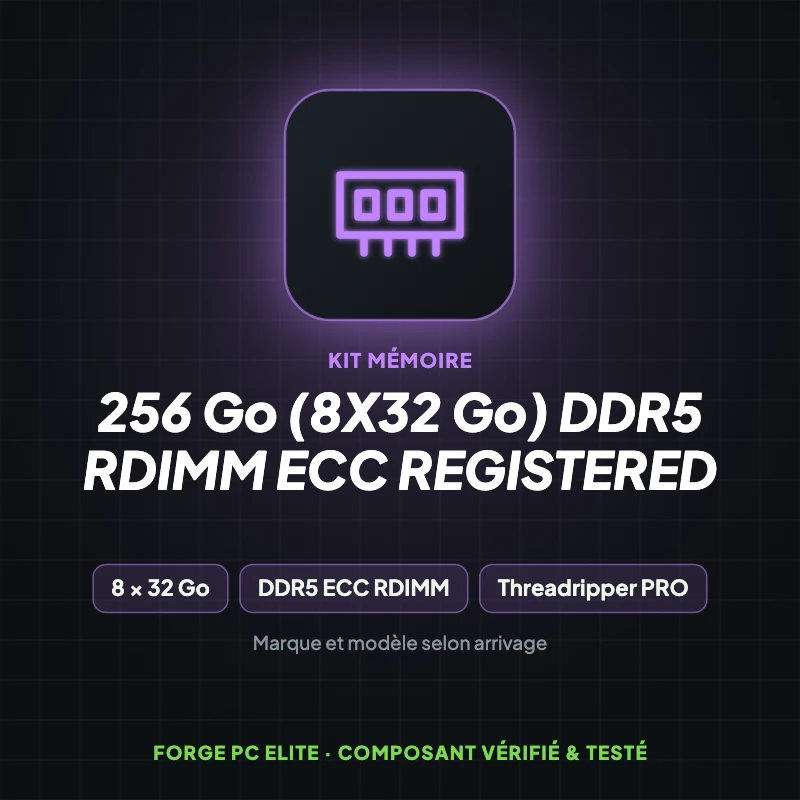 256 Go (8x32 Go) DDR5 RDIMM ECC Registered – Kit mémoire – Forge PC Elite