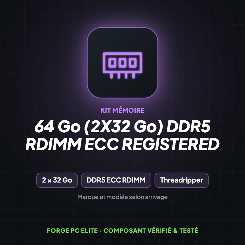 64 Go (2x32 Go) DDR5 RDIMM ECC Registered – Kit mémoire – Forge PC Elite