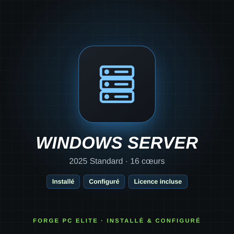 Microsoft Windows Server 2025 Standard installé et configuré